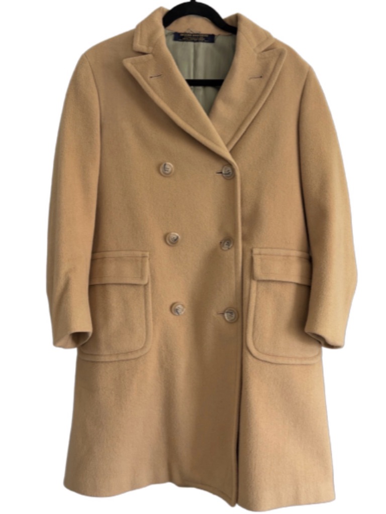Brooks Brothers Camel Wool Coat Boys L Double-Breasted Classic
